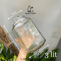 Hũ thuỷ tinh BÁT GIÁC nắp thuỷ tinh • 3 LÍT