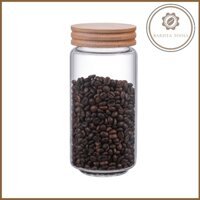 Hũ thủy tinh đựng cà phê nắp gỗ ren vặn 1000ml