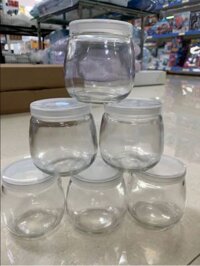 Hũ thủy tinh làm sữa chua 200ml dáng béo bụng , hũ thủy tinh đựng hương liệu, mật ong, làm sữa chua - Set 6 hũ
