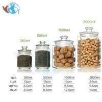 Hũ Thủy Tinh LỤC GIÁC Đựng Gia Vị 2000 Ml, Lọ Gia Vị Thủy Tinh, Hũ Đựng Thực Phẩm Khô,Lọ Muối Dưa- Hàng Loại 1-Chính Hãng MINIIN - 1500ml
