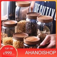 Hũ thuỷ tinh nắp gỗ 1300ml (NL)