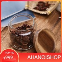 Hũ thuỷ tinh nắp gỗ 400ml (NL)