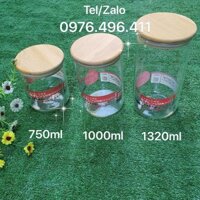 Hũ thủy tinh nắp gỗ trúc