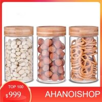 Hũ thuỷ tinh nắp gỗ vặn 800ml- 1200ml (NL)