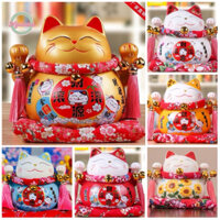 [Hũ tiết kiệm] Mèo thần tài, mèo may mắn Neko maneki bằng sứ kèm đệm và hộp đẹp