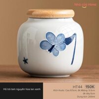 Hũ trà tam nguyên hoa lan xanh HT44