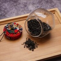 Hũ trà thủy tinh sần nắp vải/ hũ thủy tinh đựng trà, bánh, kẹo, đồ khô, decor bàn trà HT5 600ml