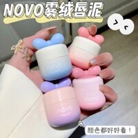 Hũ trang điểm NOVO, son môi bướm, son lì mềm mại, không phai màu, không dính cốc, son môi màu nude cho khuôn mặt trần.