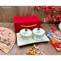 Hũ Tròn Có Nắp Đựng Bánh Kẹo Mứt Tết/Đựng Gia Vị Đường Các Loại Hạt Hoạ Tiết Vẽ Tay Thủ Công Gốm Sứ Cao Cấp Bát Tràng