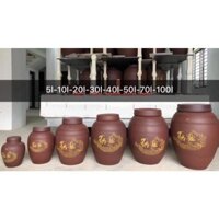 Hủ - vò - chum. Bình ngâm rượu, đựng nước tài lộc không tráng men có 3 size : 1.5l - 3l - 5l