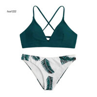 Hua _ Flattering Bikini set Cheeky Quần ống cao Bikini Dây chéo gợi cảm Bộ Bikini với quần short ống cao cho kỳ nghỉ đi biển 2 cái / bộ Đồ bơi nữ