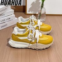 Huahua. Thời trang mùa xuân Giày nữ mới Đế cao su Giày thể thao buộc dây