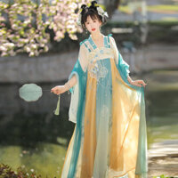 Huaxianhe [Phòng hoa bướm say] Hanfu đích thực Qi ngực Ruqun phong cách Tang cho phụ nữ, phong cách cổ điển siêu tiên nữ, phong cách Trung Quốc YU