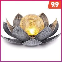 Huaxu Đèn LED Năng Lượng Mặt Trời Hình Hoa Sen Bằng Kim Loại Chống Thấm Nước Trang Trí Sân Vườn Ngoài Trời