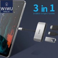 HUB 3 in 1 WIWU Type-C ra HDMI + USB 3. 0 + Type C Cổng chuyển đổi cho Tablet,  Máy tính bảng,  Laptop,  SmartPhone