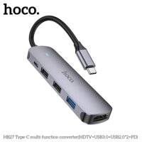 Hub 5 cổng Hoco HB27 chuyển Type-C sang HDMI, PD, USB 3.0, USB 2.0 * 2 cho thiết bị ngoại vi: Chuột, Keyboard, USB