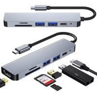 Hub 6 trong 1 USB C 100W PD 4K HDMI Bộ chia tương thích USB3.0 Dongle cho Macbook Air Pro