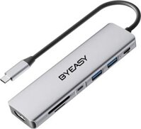 HUB 7-in-1 BYEASY chuyển đổi type C sang HDMI 4K, USB-A, USB-C, khe đọc thẻ