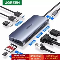 HUB bộ chuyển đổi đa năng USB Type C sang các cổng HDMI+VGA+3 cổng USB 3.0+Lan Gigabit RJ45 + SD,TF Ugreen 40873 CM212