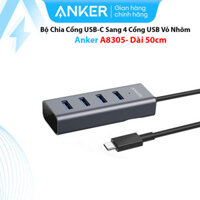 Hub Chia USB-C Sang 4 Cổng USB 3.0 Vỏ Nhôm Anker A8305
