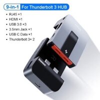 Hub chuyển đổi đa năng Baseus Macbook 9 in 1 (Rj45*1 HDMi*1 USB3.0*3 Jack 3.5 *1 USB C Data *1 Thunderbolt 3 * 2)