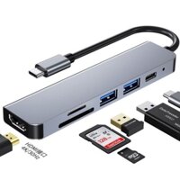 Hub chuyển đổi USB TypeC 6 trong 1, cổng chuyển đổi HUB USB TypeC to HDMI, 1 cổng HDMI 4k UHD , 2 cổng USB 3.