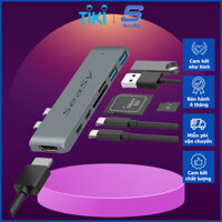 Hub Chuyển Đổi USB Typec Thunderbolt 3 to HDMI 7 Trong 1 SeaSy, Cổng HDMI 4K, Cổng Thunderbolt 3 Tốc Độ 40Gbps, Cổng TypeC Tốc Độ 5Gbps, 2 Cổng USB 3.0, Khe Đọc Thẻ Nhớ SD  TF, Dùng Cho Macbook ProMacbook Air  Hàng chính hãng - Xám