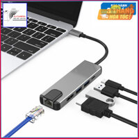 Hub chuyển USB-Type C 5in1 ra mạng Lan, cổng PD/Type C 3.0/USB 3.0/HDMI chuẩn 4K cho Macbook, SamSung Dex,HP, Acer, Asus