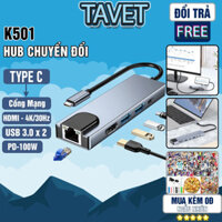 Hub Cổng Chuyển Đổi 8 in 1 Type C Điện Thoại to HDMI 4k Mạng LAN PD Chia Cổng Usb 3.0 Cho Macbook, Ipad, Laptop Tavet