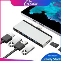 Hub Docking Station Surface Pro 6 / 5 / 4 Hub Docking Station với cổng HDMI 4K, Cổng USB 3.0 3X (5Gps), Khe cắm SD / TF Bộ chuyển đổi đầu đọc thẻ Momery cho bề mặt Hợp kim nhôm
