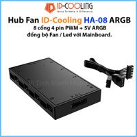 Hub Fan ID-Cooling HA-02 / HA-08, 8 cổng 4 pin PWM + 5V ARGB, đồng bộ Fan / Led với Mainboard.