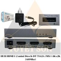 Hub HDMI 1-2 Dtech DT-7142A MS 4Kx2K 340Mhz mini - Switch Bộ chia cổng HDMI