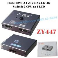 Hub HDMI 2-1 ZTek ZY447 4K - Switch Bộ chia cổng HDMI 2 CPU ra 1 LCD