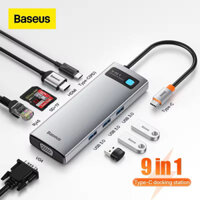 Hub Mở Rộng Đa Năng 9 in 1 Baseus StarJoy Type-C HUB Adapter HDMI+VGA+USB3.0x3+RJ45+SD+TF+TYPE C(PD100W)