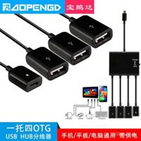 HUB OTG 2.0 Micro Một đến Bốn với Ổ Cắm Điện 4 trong 1 USB cho Máy Tính Bảng, Bàn Phím, Chuột, Điện Thoại