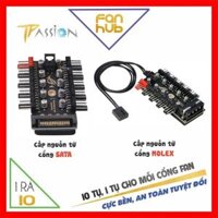 HUB ROG chia 10 cổng Fan Case 4 pin PWM có nguồn phụ SATA | MOLEX