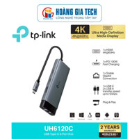 Hub Tp-Link USB Type-C ra 6 cổng UH6120C HDMI 4K@60Hz/ Lan 1Gb/ USB-C/ USB-A / PD 100W - Chính hãng