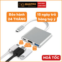 Hub Type C 3 trong 1 to HDMI 4K cho Macbook/iPad/Laptop, Hub chuyển đổi type C sang HDMI, Cổng chuyển đổi Type C