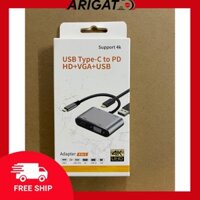 Hub Type C 3in1 - Cổng chuyển đổi HUB USB Type-C to HDMI, USB 3.0, PD Type-C cho Laptop, Điện thoại, Samsung Dex