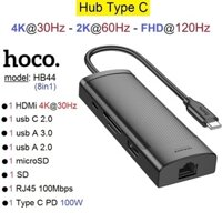 Hub Type C macbook 8in1 Hoco HB44 (HDMi, USB, RJ45, SD, microSD,Type C PD 100W)