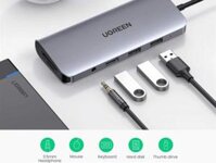 Hub Ugreen Type-C chuyển đổi đa năng 10 in 1 80133 (HDMI + VGA + LAN 1Gbps + 3 x USB 3.0 + SD/TF + Audio)