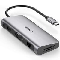 Hub Ugreen Type-C sang 3 USB 3.0 + HDMI + VGA + LAN + SD/TF hỗ trợ nguồn Type-C 40873