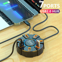 Hub Usb 2.0 Với Ánh Sáng Bầu Không Khí Nhiều Màu Sắc - 7 Cổng Tốc Độ Cao 5gbps - Bộ Chuyển Đổi Đa Bộ Chia - Ổ Cắm Cáp Sạc Điện Thoại - Dành Cho Máy Tính Laptop Macbook - Nhiều Mở Rộng