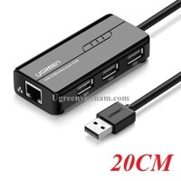 HUB USB 3 cổng 2.0 kèm cổng mạng LAN 10100Mbps UGREEN CR103 20264 - Hàng Chính Hãng