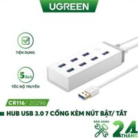 Hub USB 3.0 7 cổng có nút bật tắt, hỗ trợ nguồn 12A2V UGREEN CR116 20296 - Hàng Chính Hãng