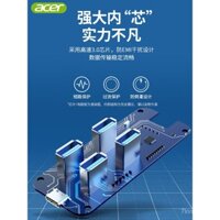 Hub USB 3.0 Acer, trạm nối 4 cổng, cáp nối dài chuyển đổi một sang bốn với cổng nguồn cho laptop, máy tính để bàn, ổ cứng, máy in, mở rộng đa cổng
