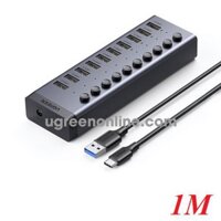 HUB USB 7 Cổng USB 3.0 Ugreen 30778 có nút công tắc, nguồn 12V/2A Chính Hãng