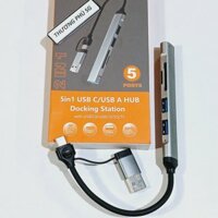 Hub USB C (2 IN 1 Dock USB C to USB A): Chuyển Type C ra 3 USB3.0 và Reader SD, TF)