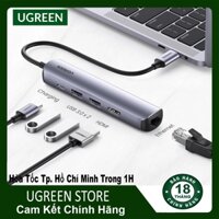 Hub USB C 5 in 1 Chính hãng Ugreen 10919 CM418 (Type to HDMI 4k+USB 3.0*2+RJ45+PD100W) Cáo Cấp