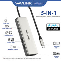 Hub USB C WAVLINK, Bộ chuyển đổi đa cổng HDMI 5 trong 1 Type C sang 4K với nguồn điện 125W, 2 cổng USB 3.1 10Gbps, 1 cổng USB A 2.0 cho MacBook Air / Pro Chromebook